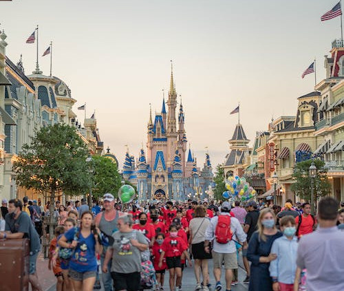 A crowded space in Disney World in Orlando