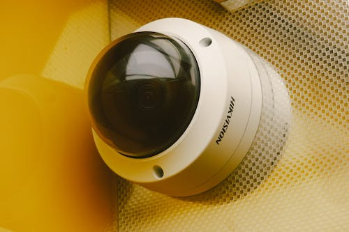 Camera mounted on the wall. 
