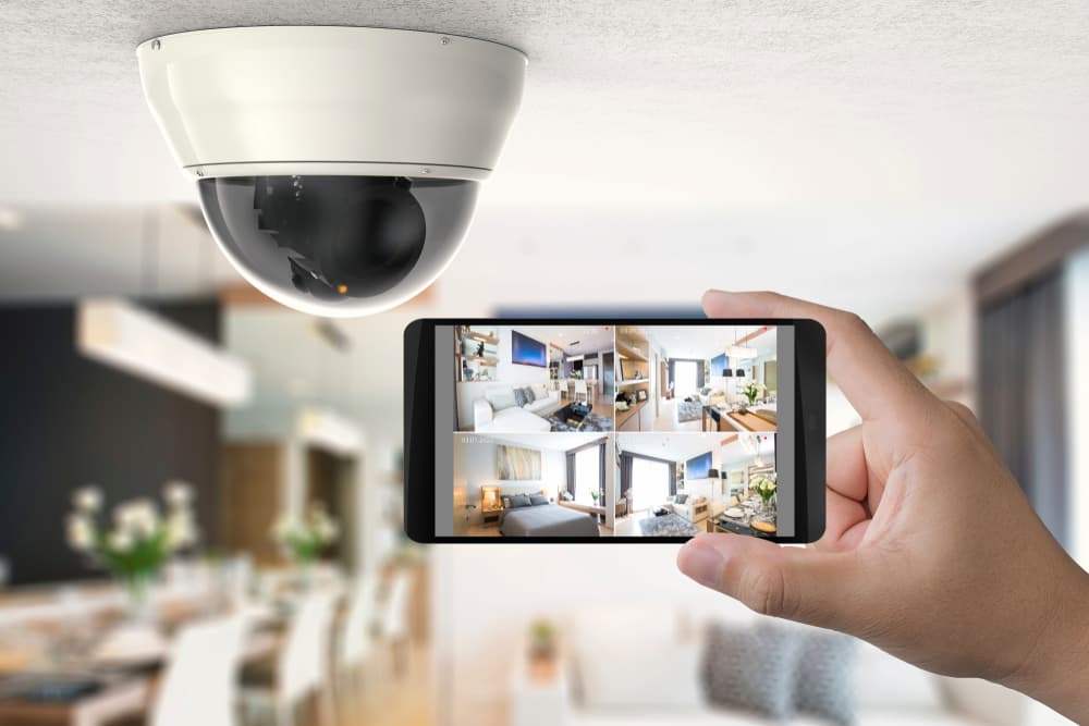 Smart home surveillance cameras installation.